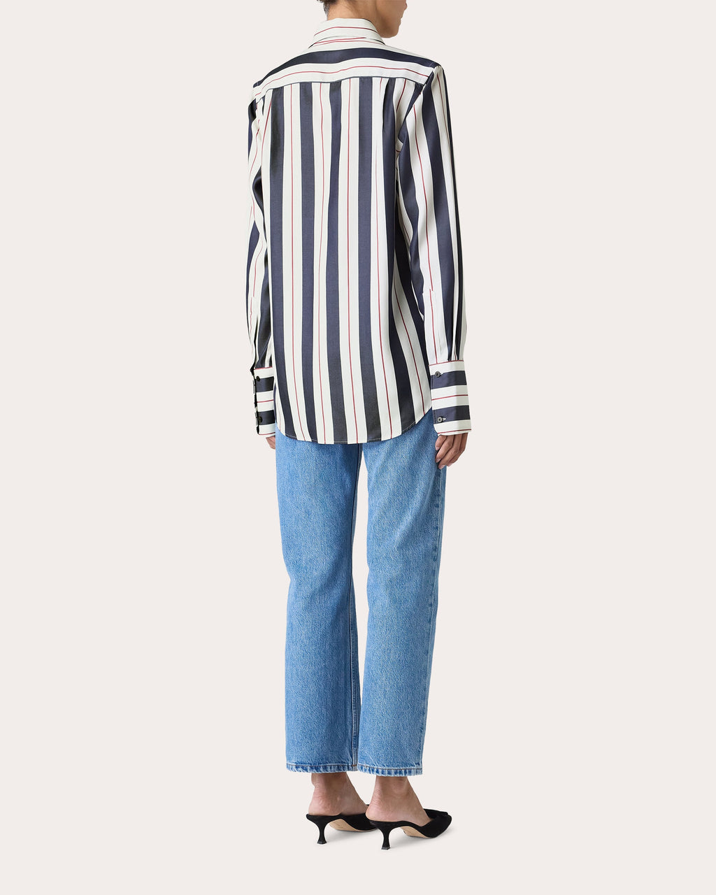 The Boyfriend Stripe Tencel™ Exaggerated Cuff Button-Up