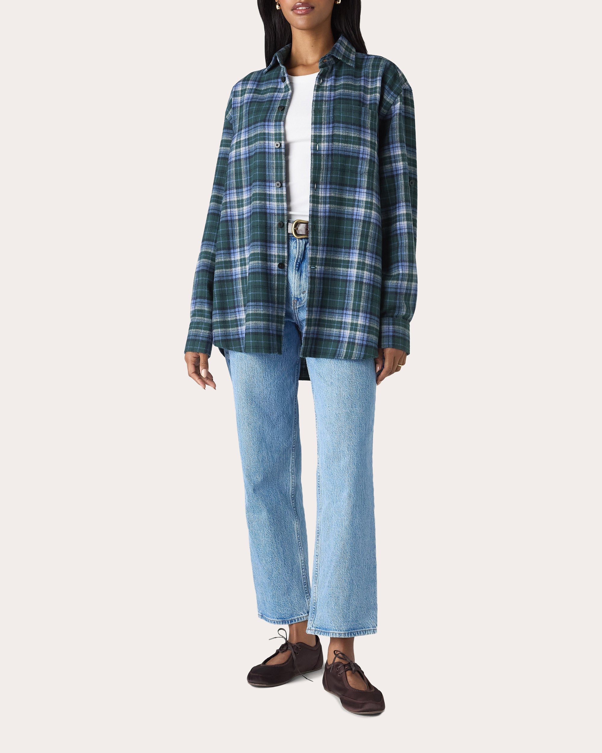 The Oversized Brushed Plaid Shirt