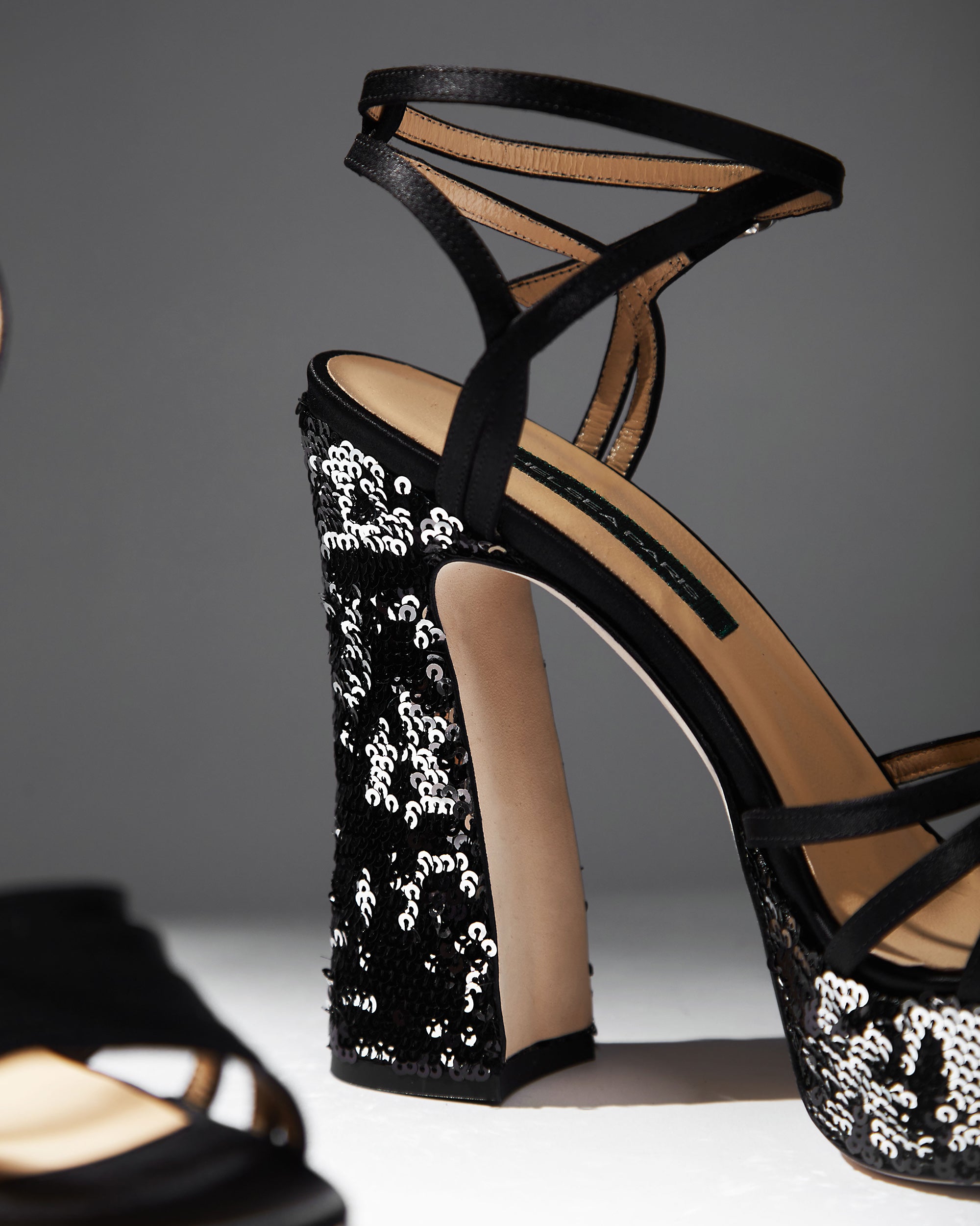 Tems Sequin Satin Platform Sandal