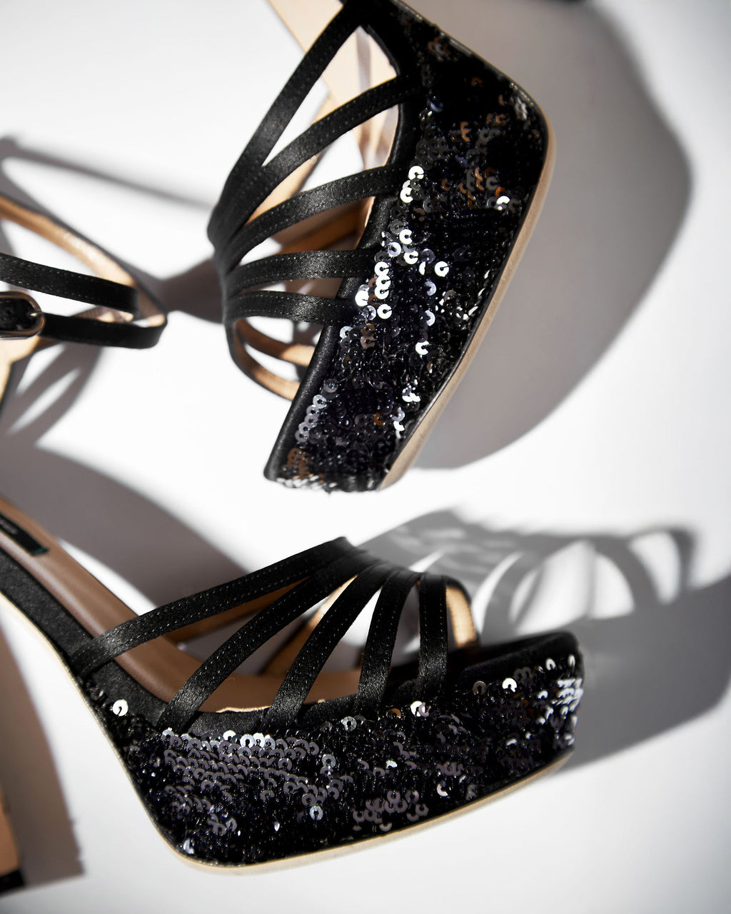 Tems Sequin Satin Platform Sandal