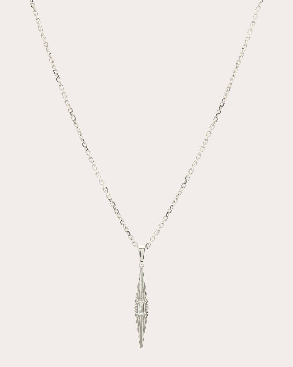 White Topaz Ray of Light Drop Pendant Necklace