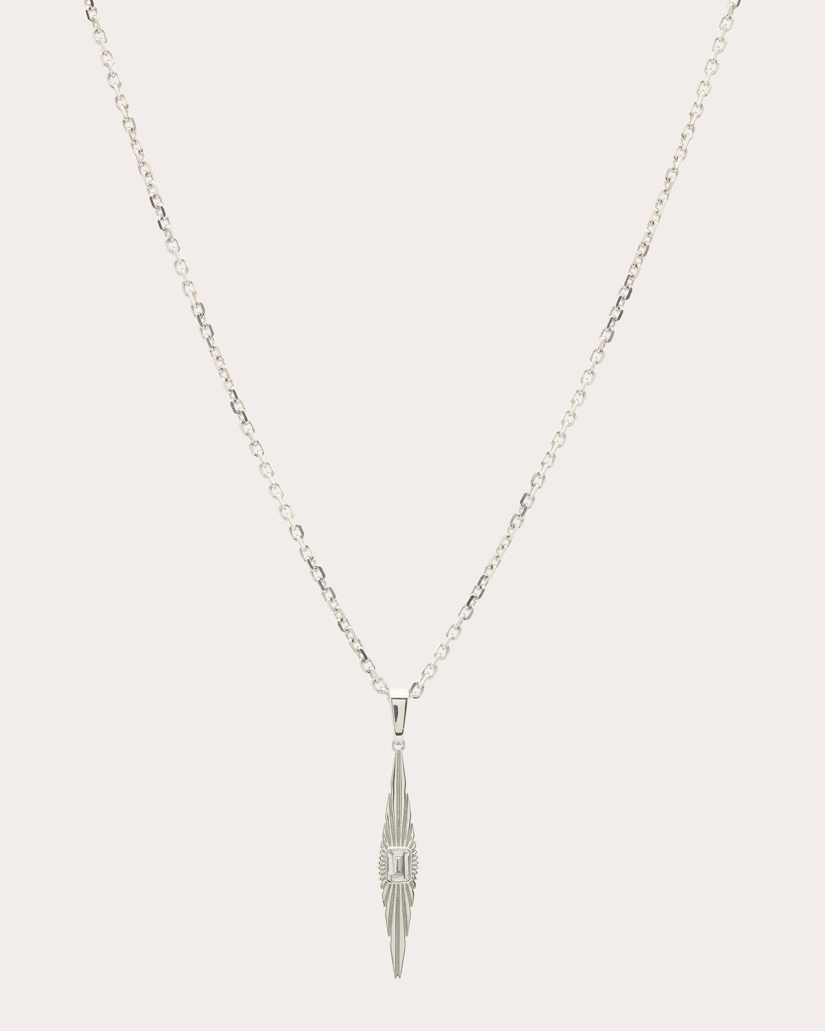 White Topaz Ray of Light Drop Pendant Necklace