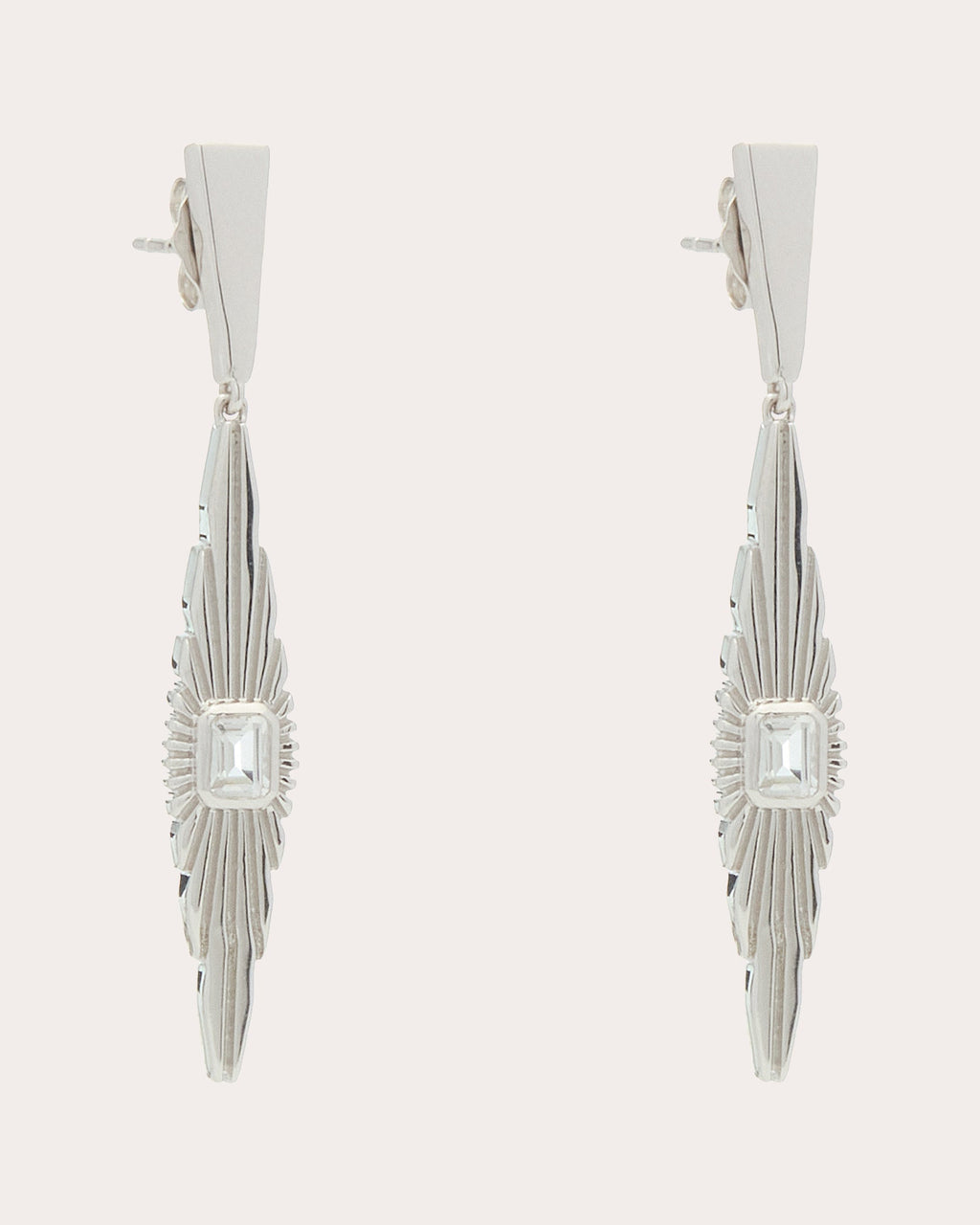 White Topaz Ray of Light Medium Drop Earrings