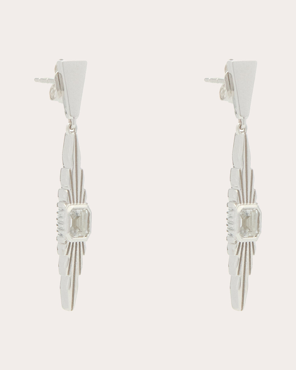 White Topaz Ray of Light Small Drop Earrings