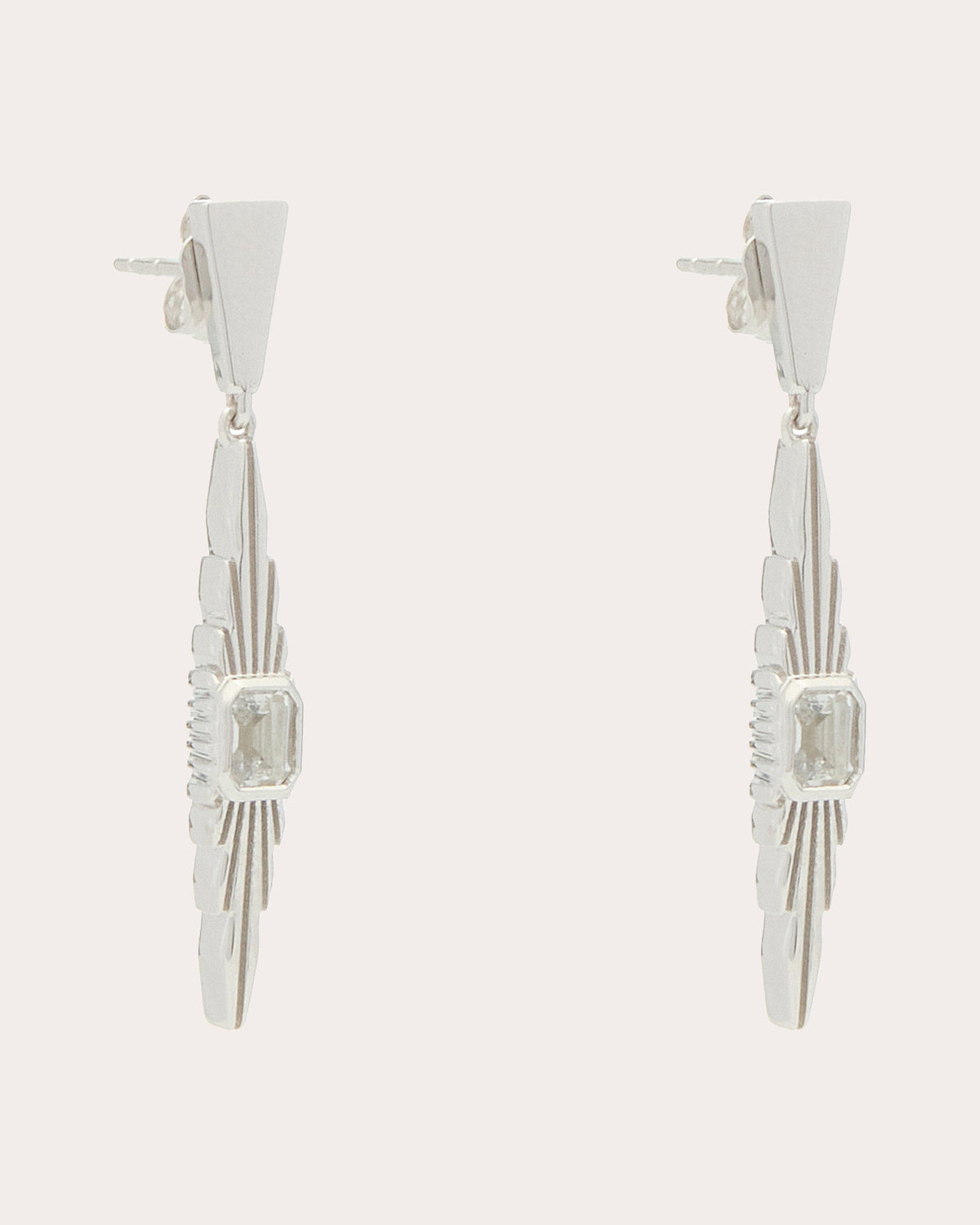 White Topaz Ray of Light Small Drop Earrings