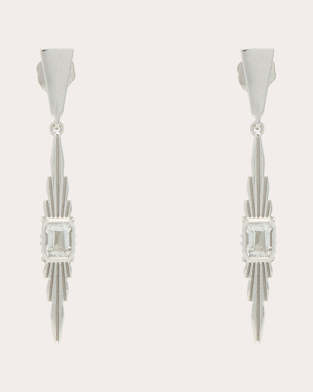 White Topaz Ray of Light Small Drop Earrings