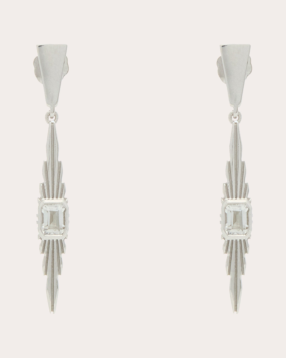 White Topaz Ray of Light Small Drop Earrings