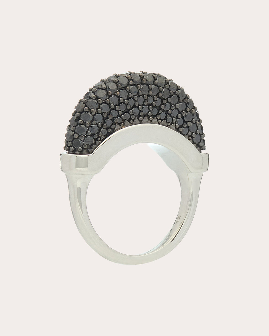Black Diamond Pavé Luna Ring