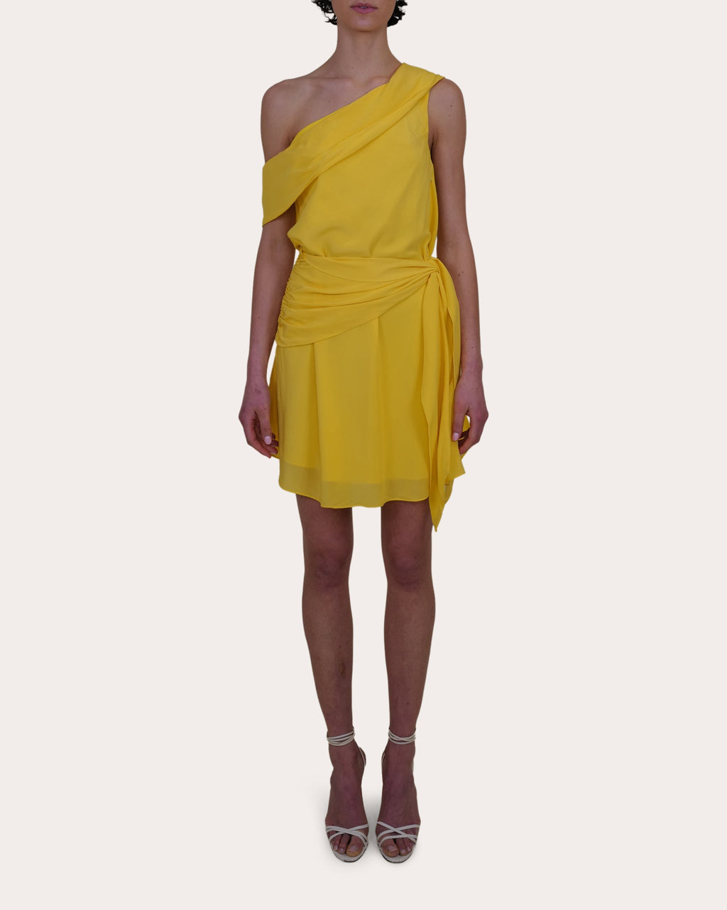 Kavari Satin Drape Asymmetric Mini Dress