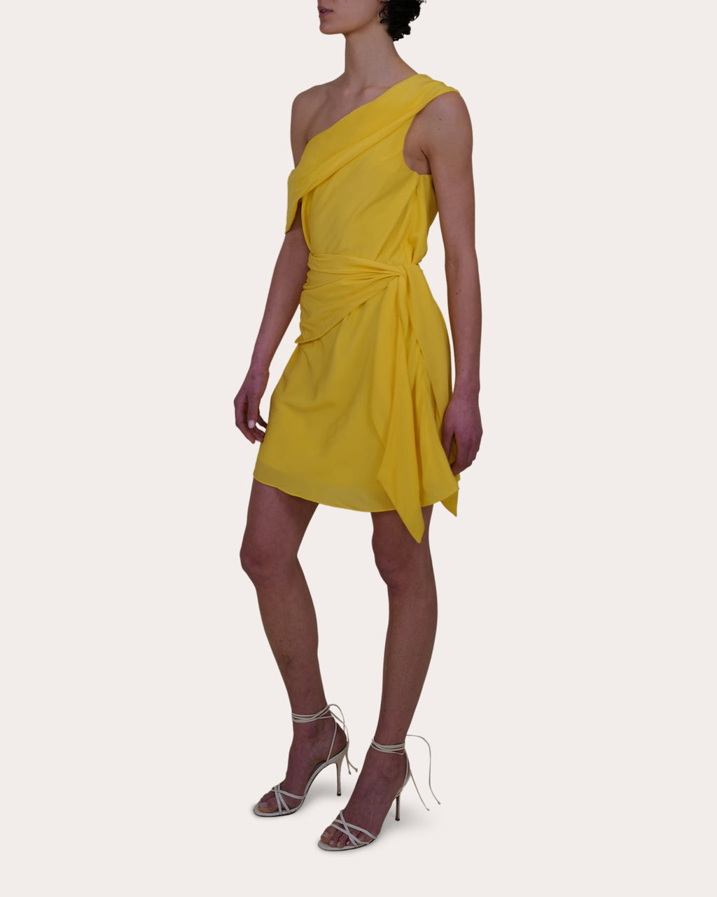 Kavari Satin Drape Asymmetric Mini Dress