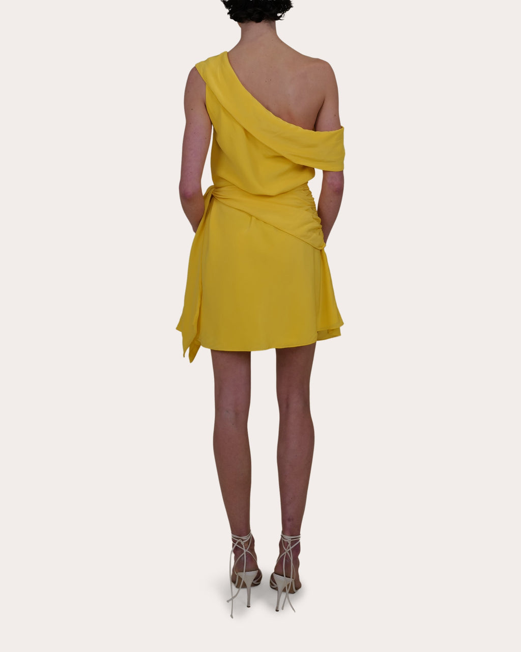 Kavari Satin Drape Asymmetric Mini Dress