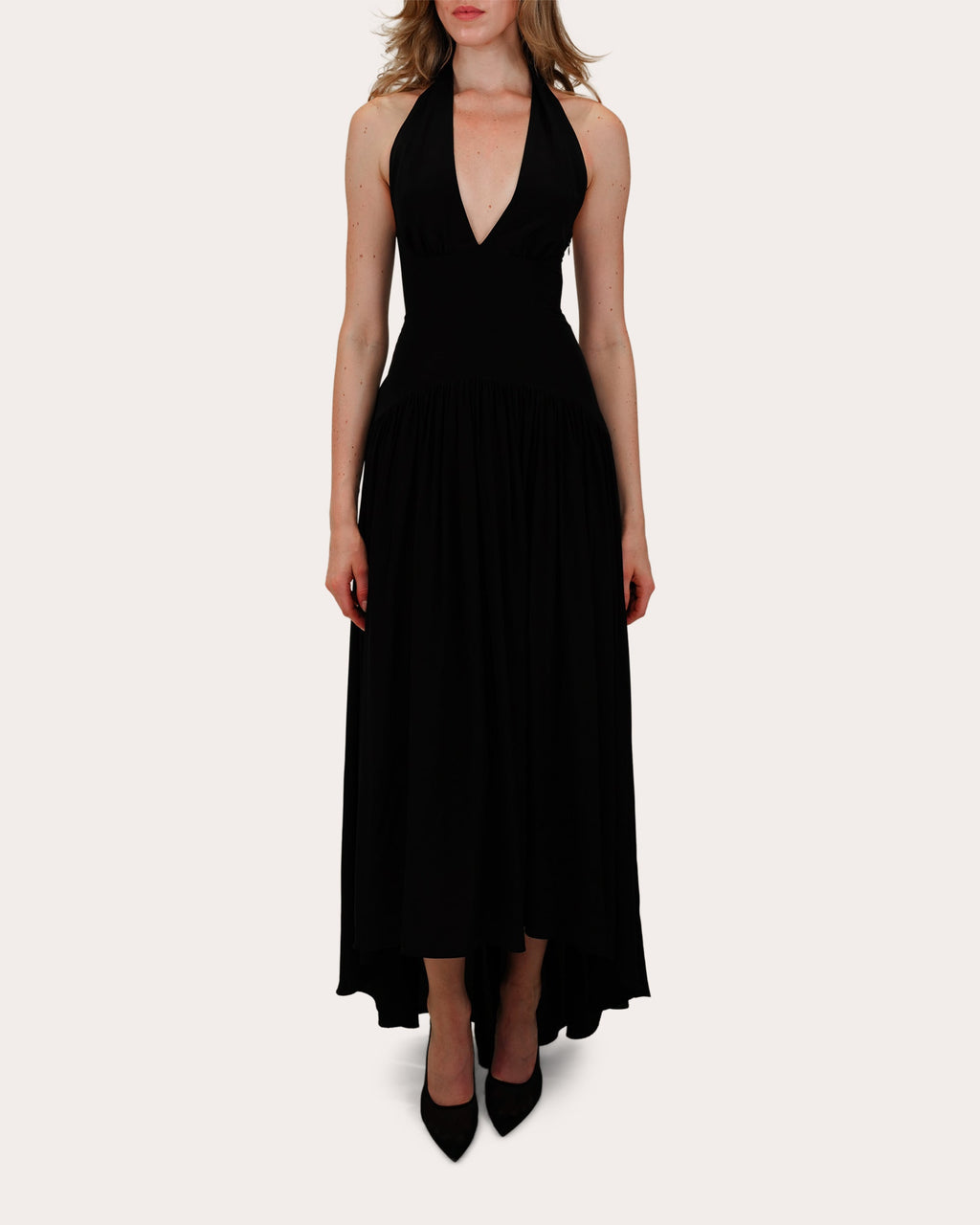 Zsa Zsa Crepe de Chine Halter Gown