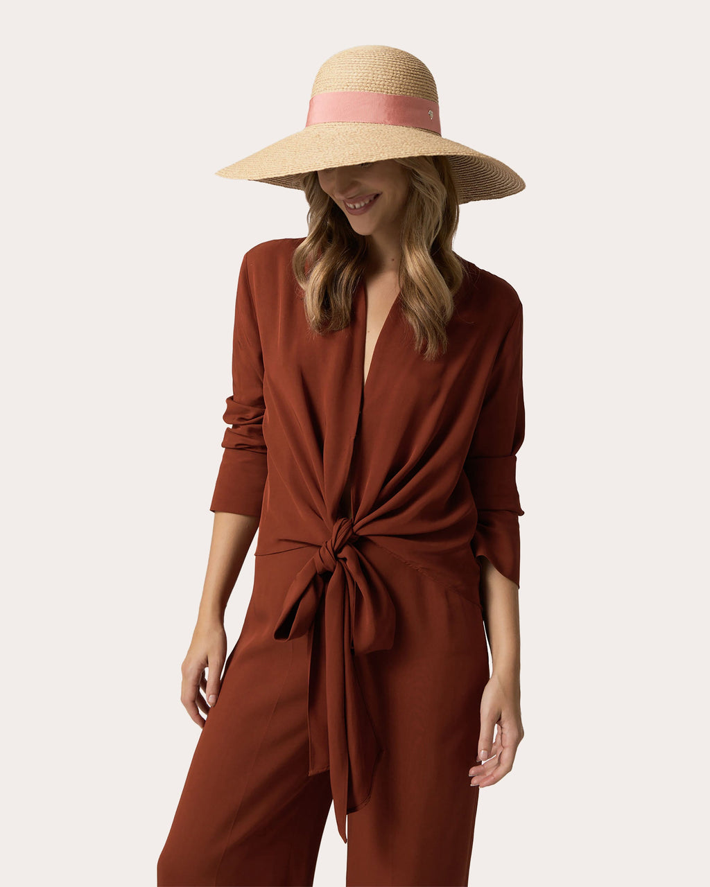 Cori Grosgrain-Trimmed Raffia Sun Hat