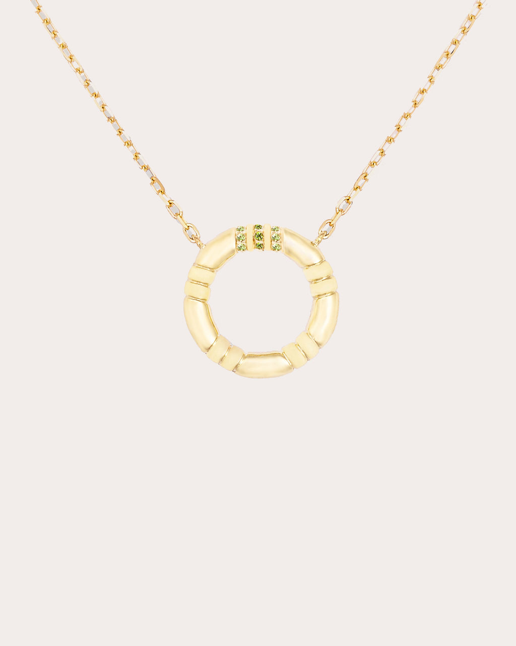 Tsavorite & 14k Gold Small Crew Pendant Necklace
