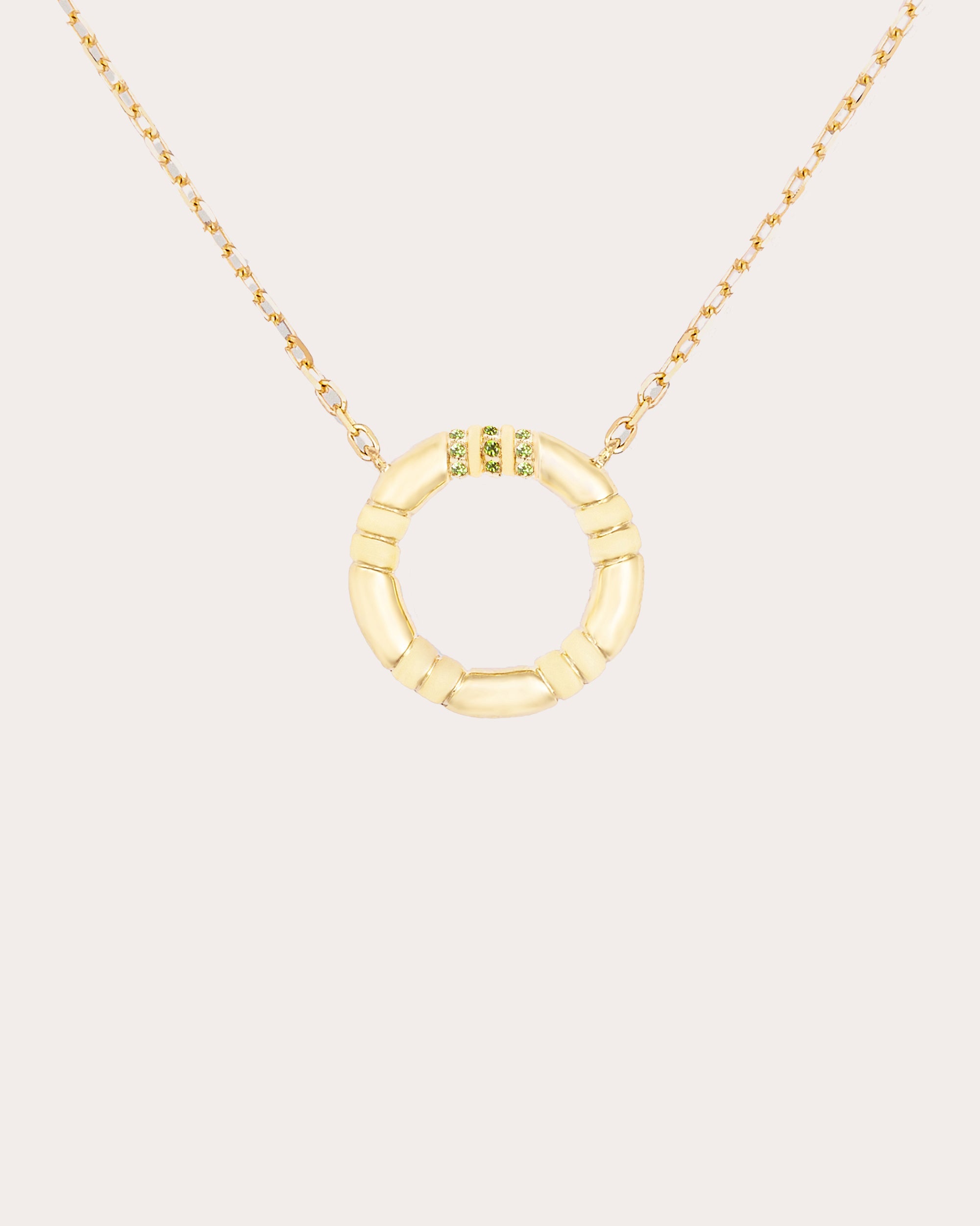 Tsavorite & 14k Gold Small Crew Pendant Necklace