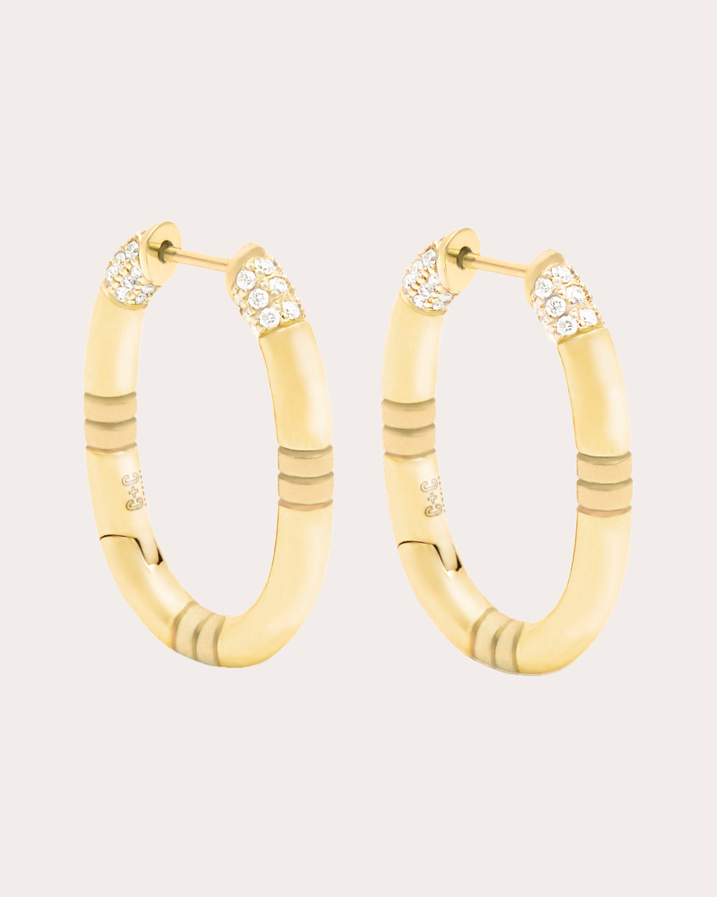 Diamond & 14k Gold Small Crew Oval Hoop Earrings