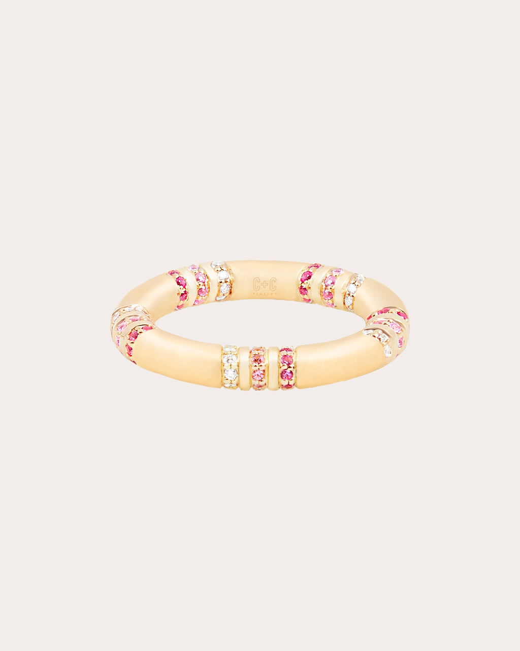 Pink Sapphire & Diamond Crew Stackable Ring