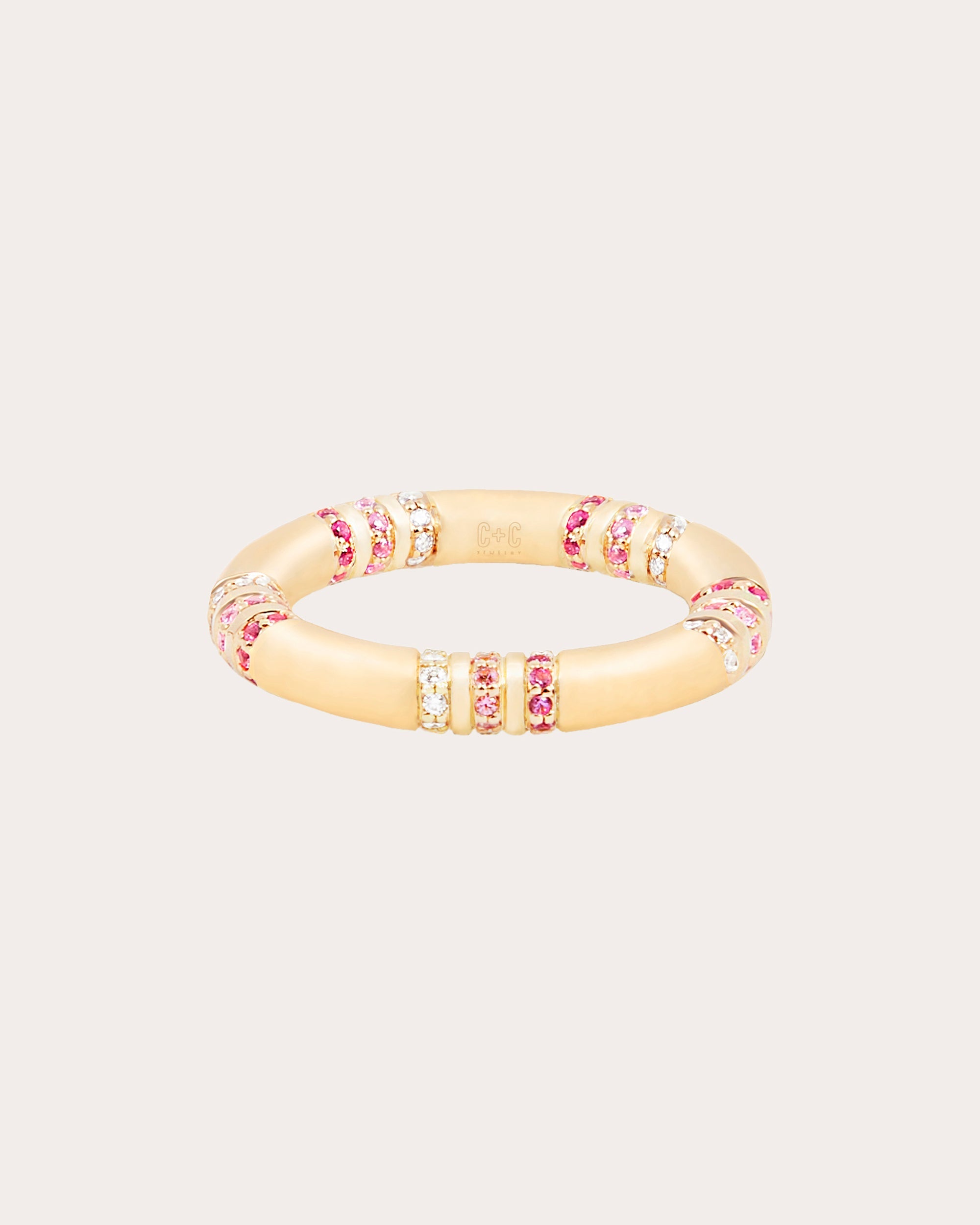 Pink Sapphire & Diamond Crew Stackable Ring