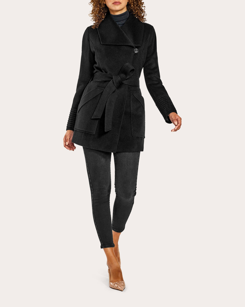 Wide-Collar Wrap Coat