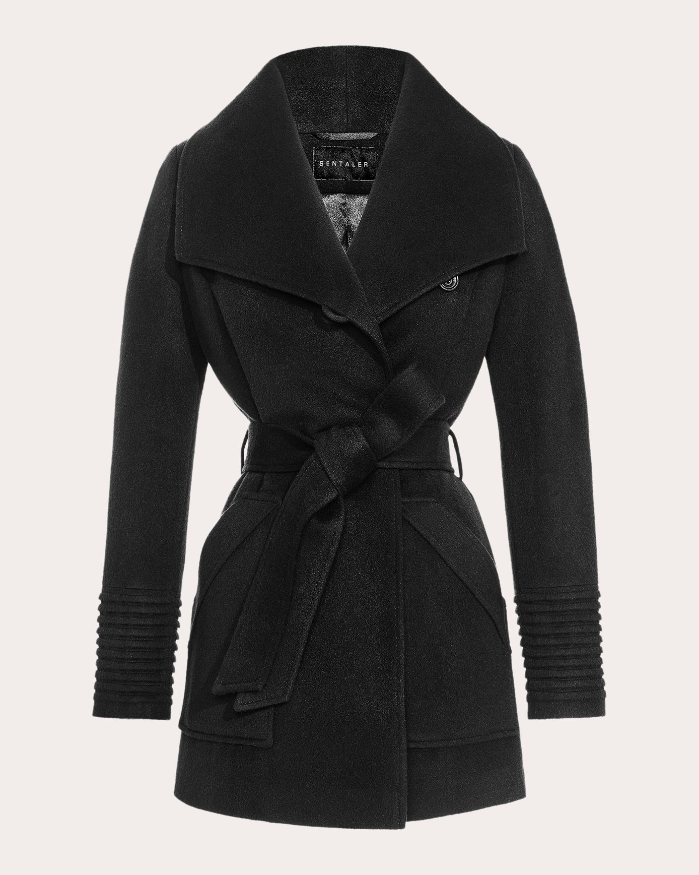 Wide-Collar Wrap Coat