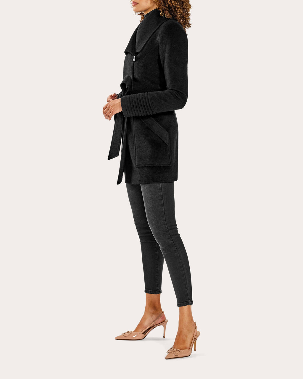 Wide-Collar Wrap Coat