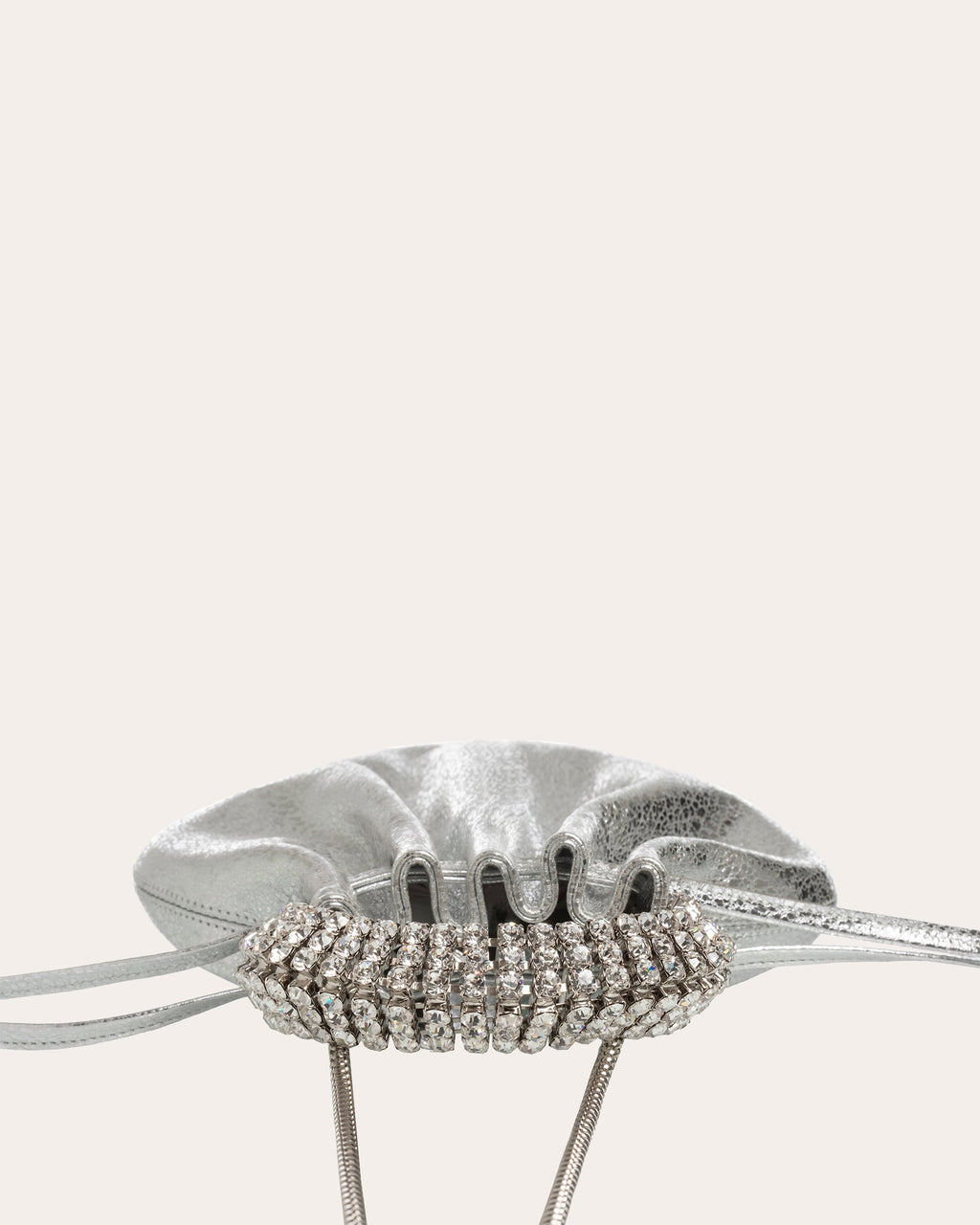 Ayla Crystal-Embellished Metallic Crackled-Leather Tote
