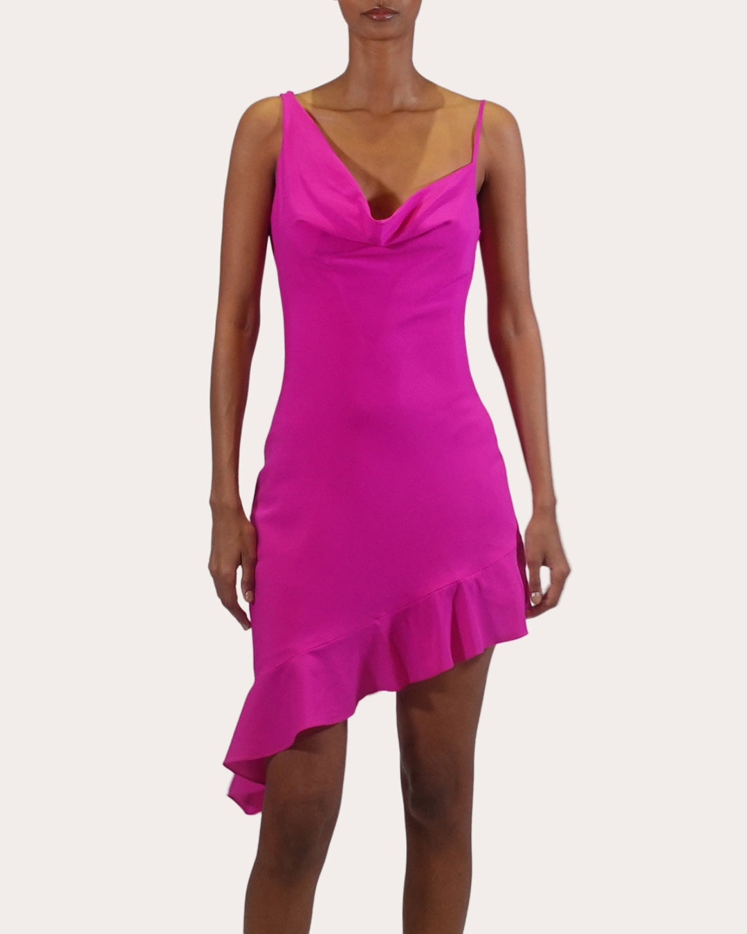 Daphne Silk Asymmetric Draped Mini Dress