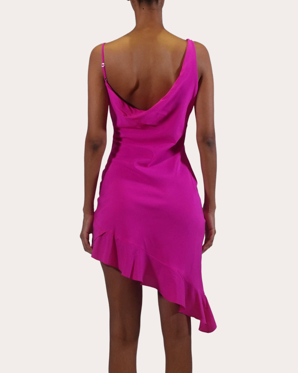 Daphne Silk Asymmetric Draped Mini Dress