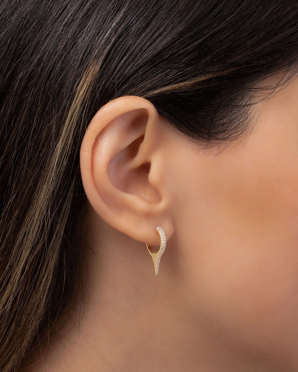 Diamond & 14k Gold Dagger Hoop Earrings