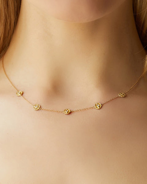 Diamond & 14k Gold Eye of the Sun Station Necklace