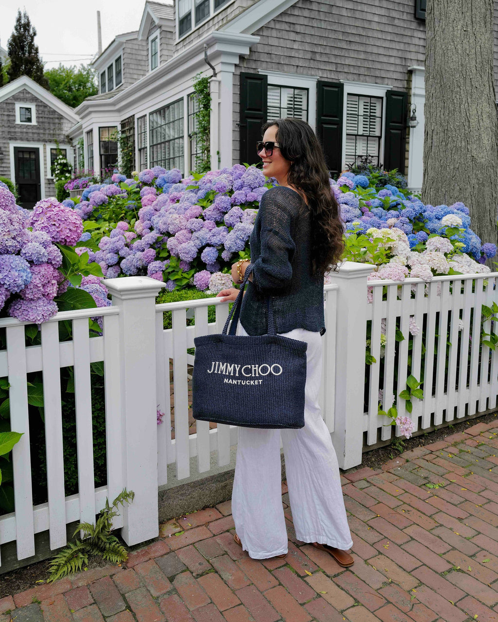 Medium Nantucket Embroidered Raffia Tote