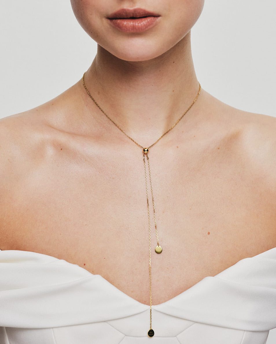 18k Gold Flat Tie Necklace