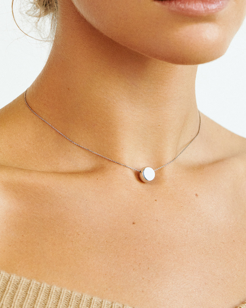 18k Gold Semi-Orb Pendant Necklace