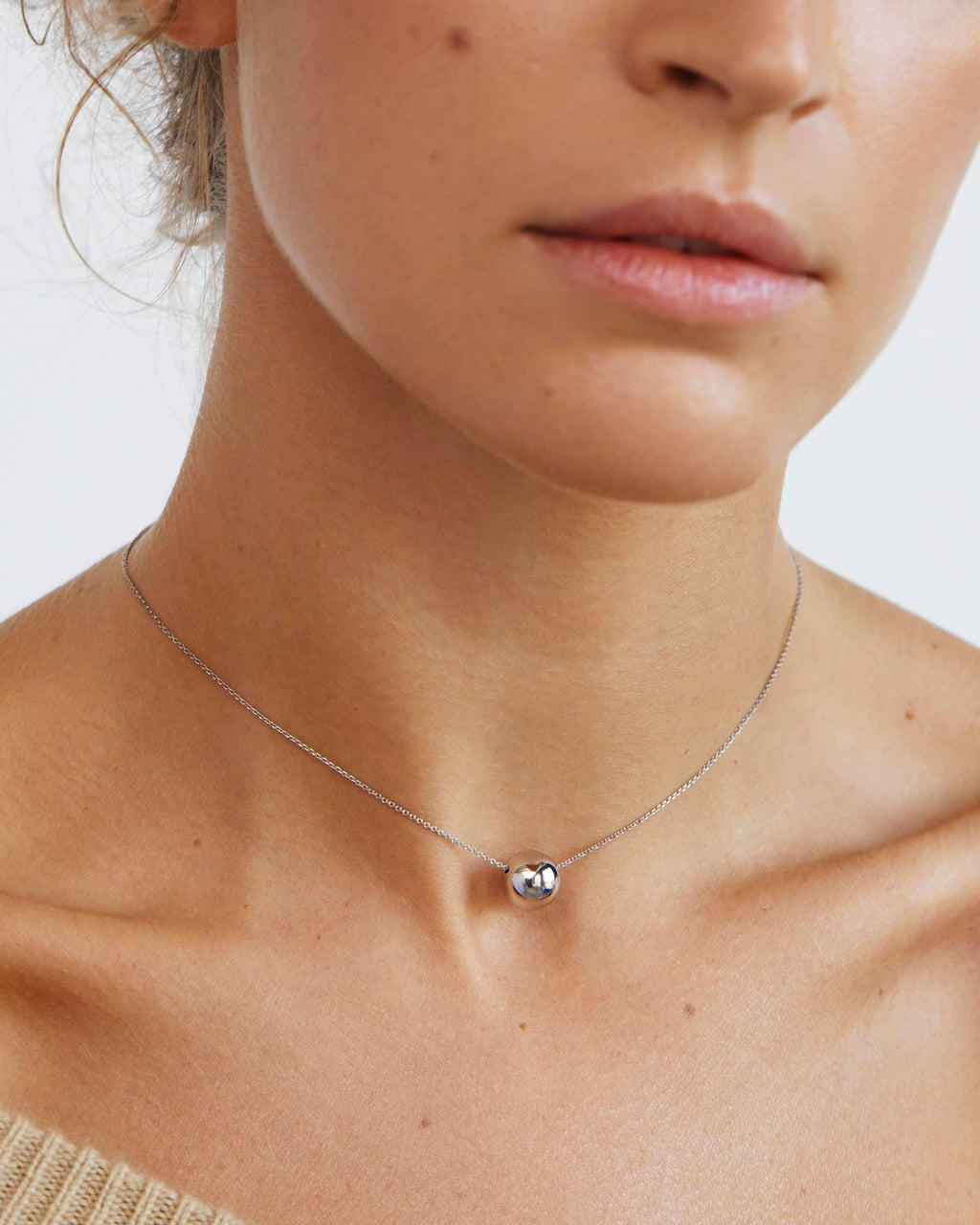 18k Gold Semi-Orb Pendant Necklace