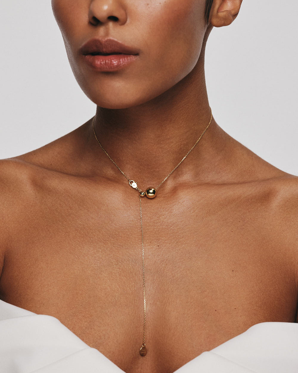 18k Gold Semi-Orb Pendant Necklace