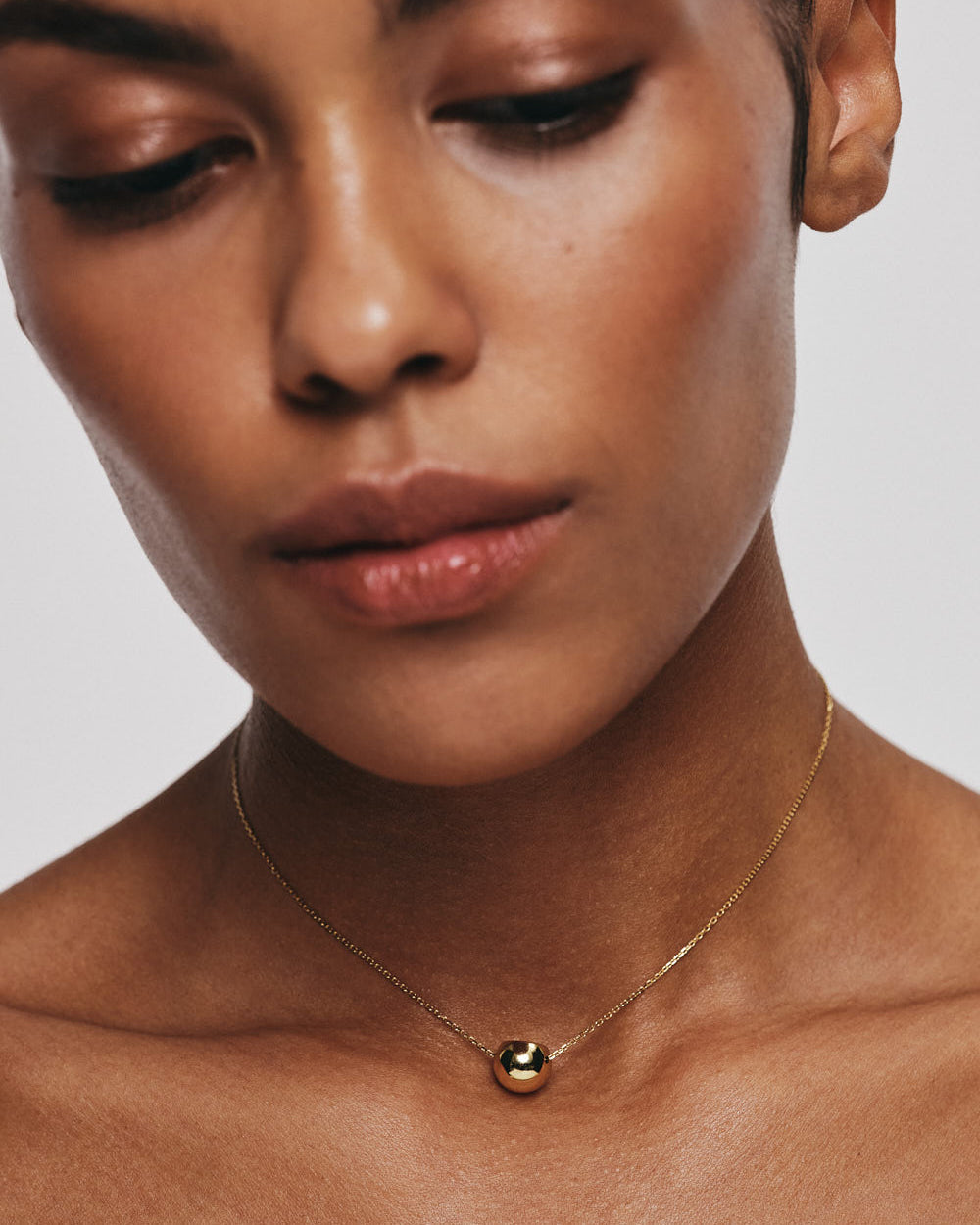 18k Gold Semi-Orb Pendant Necklace