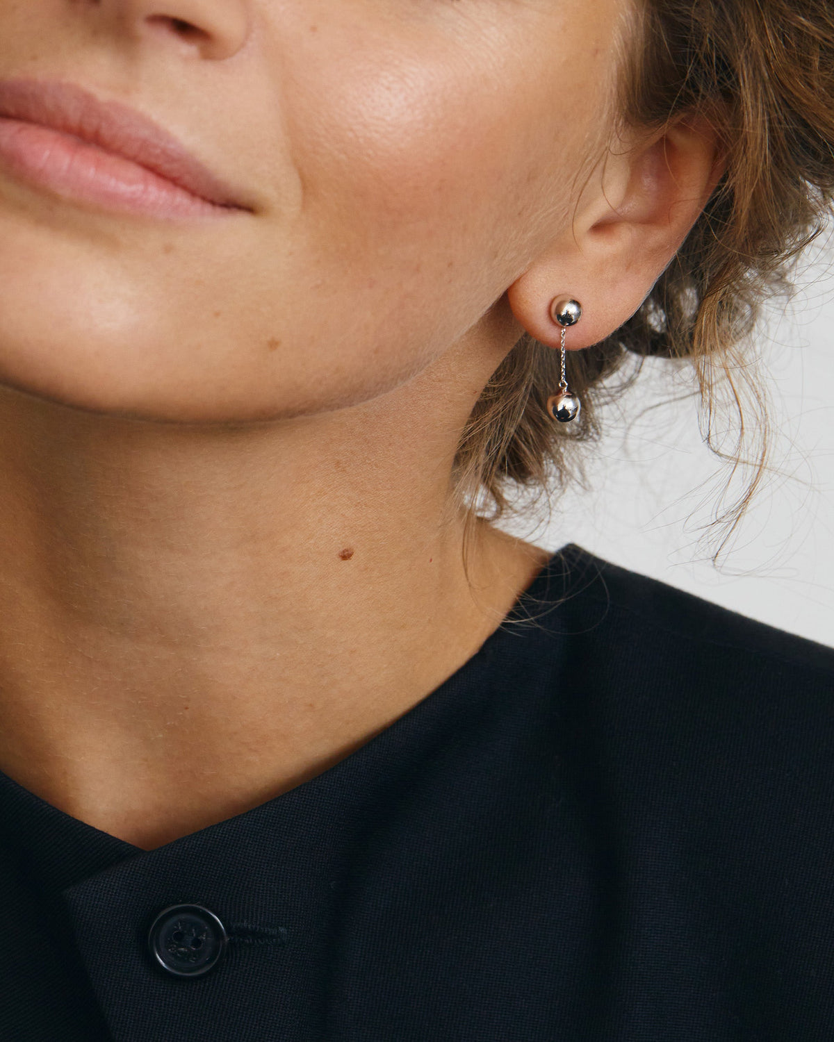 18k Gold Dual Mini Orb Drop Earrings
