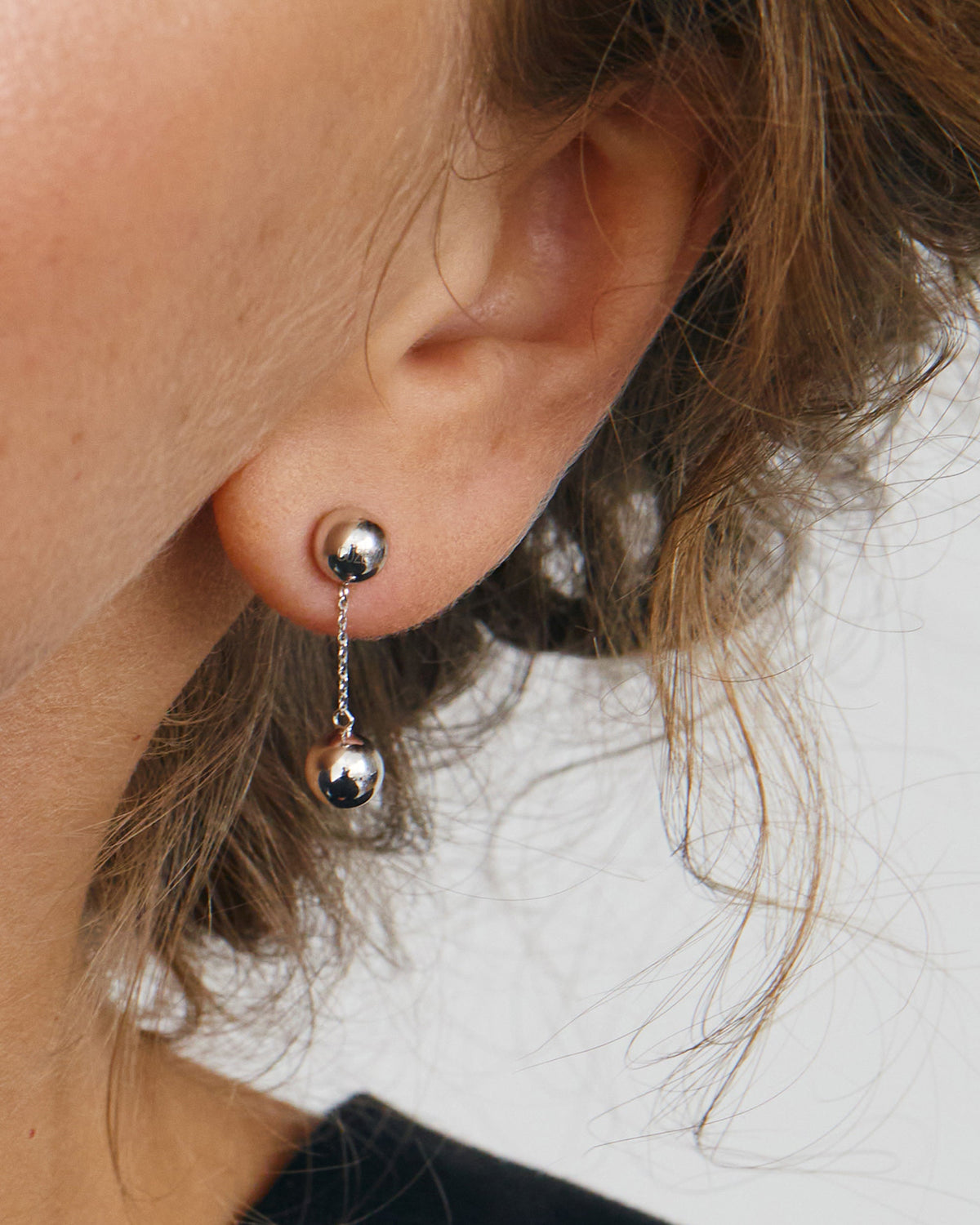 18k Gold Dual Mini Orb Drop Earrings