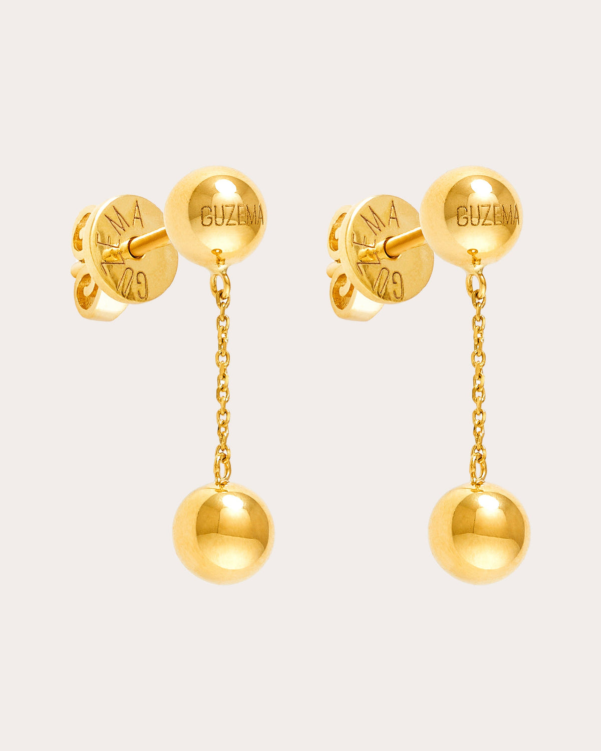 18k Gold Dual Mini Orb Drop Earrings