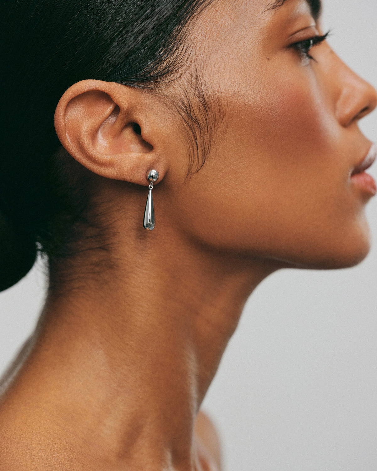 18k Gold Long Orb Drop Earrings