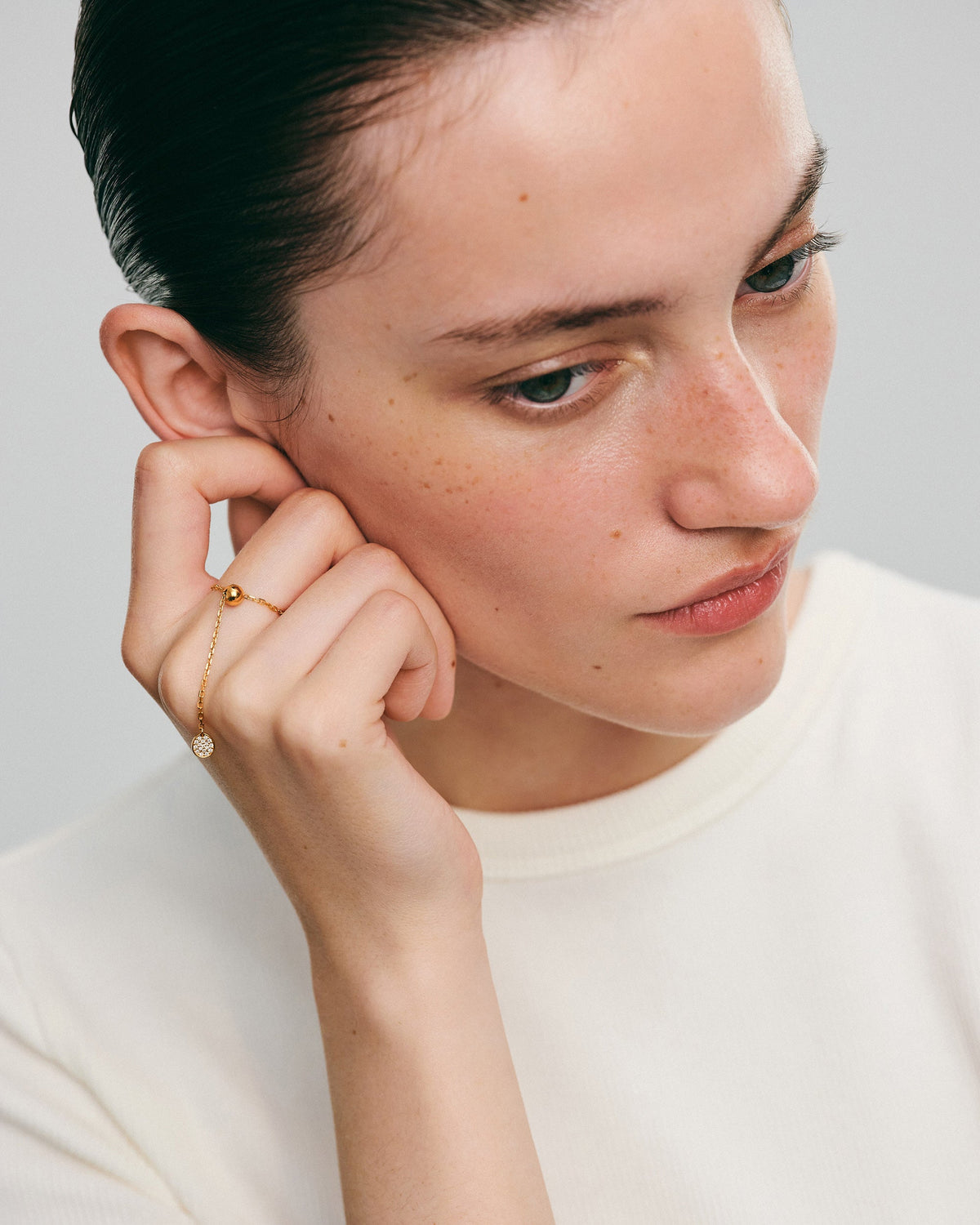 Diamond Flat Charm Transformer Ring
