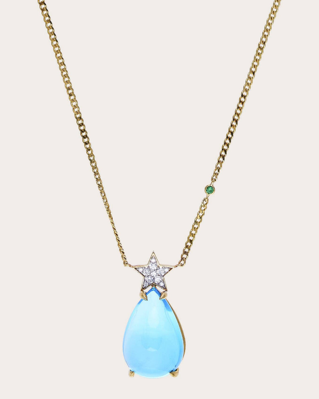 Blue Topaz & Diamond Hada Star Pendant Necklace
