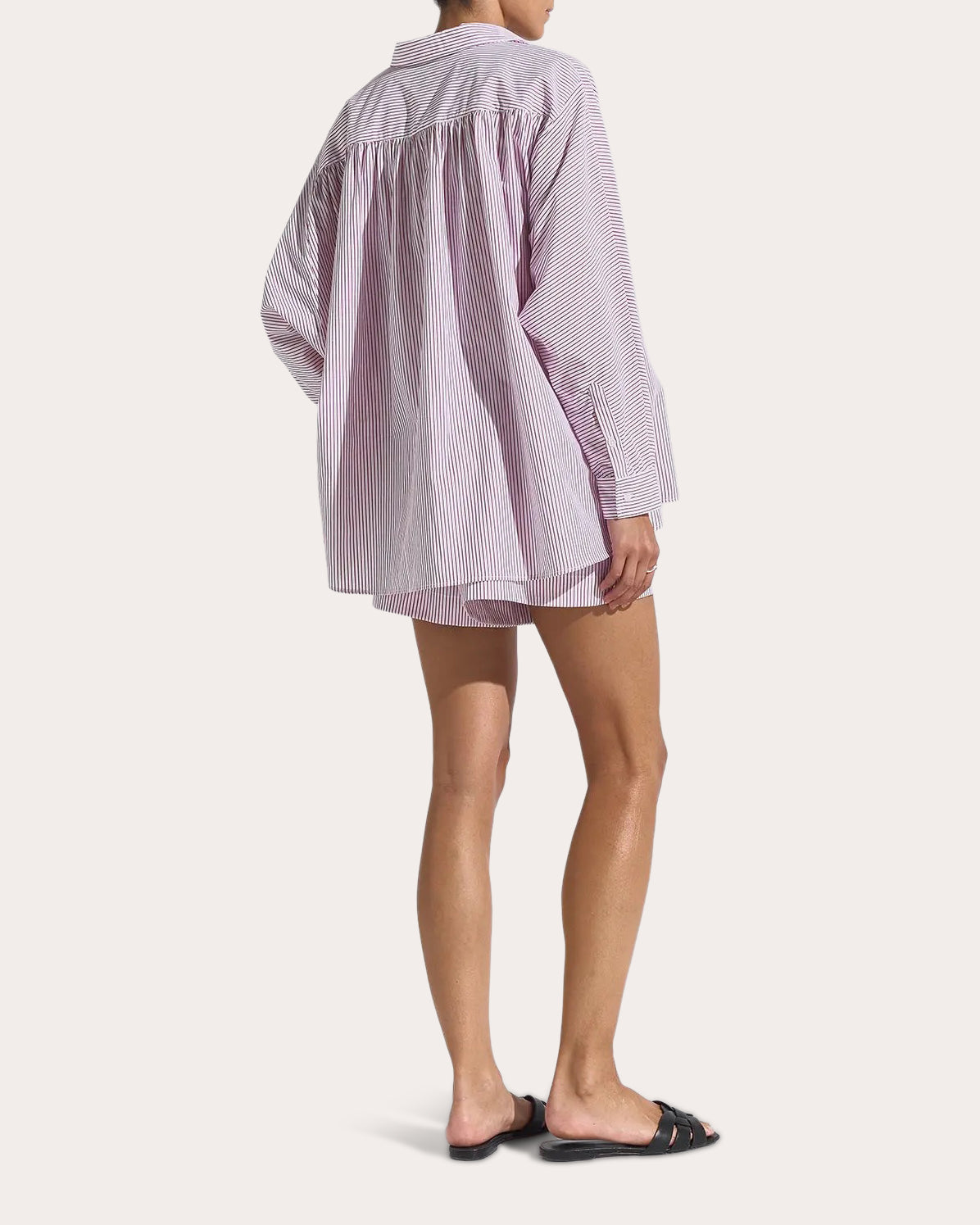 Drift Stripe Poplin Gathered Button-Up