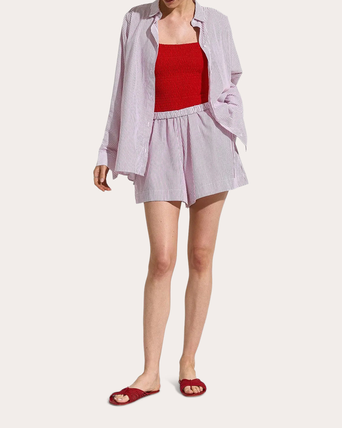 Drift Stripe Poplin Gathered Button-Up