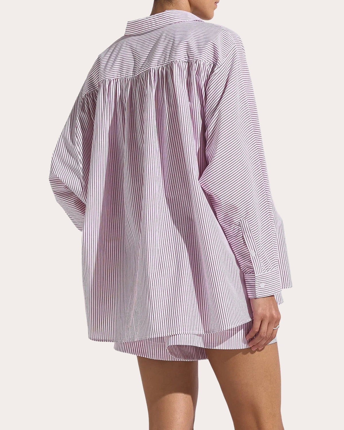 Drift Stripe Poplin Gathered Button-Up