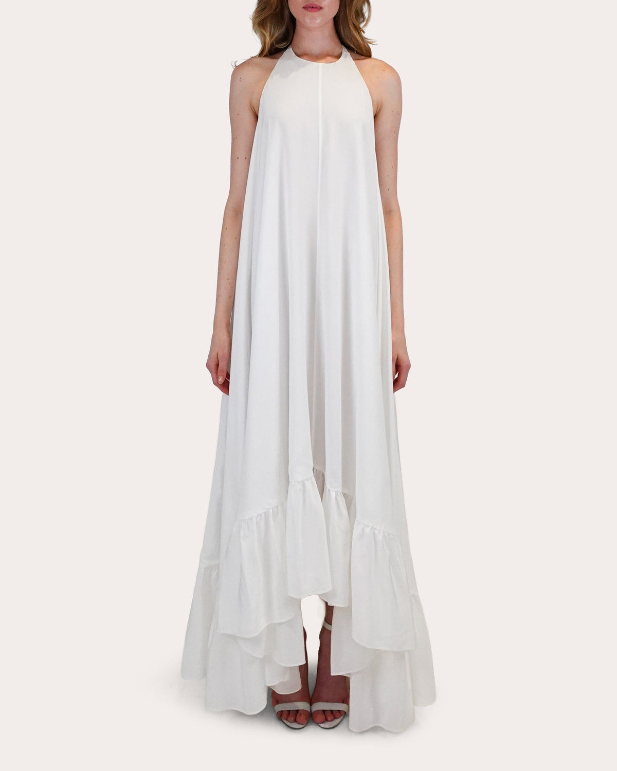 Sadie Silk Crepe Halter Gown