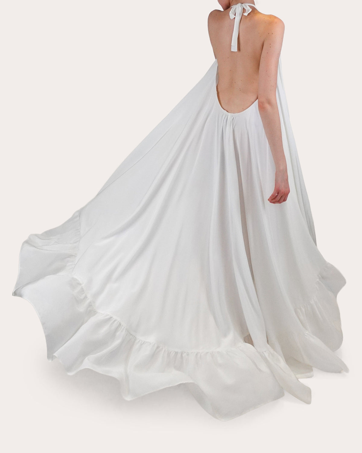 Sadie Silk Crepe Halter Gown