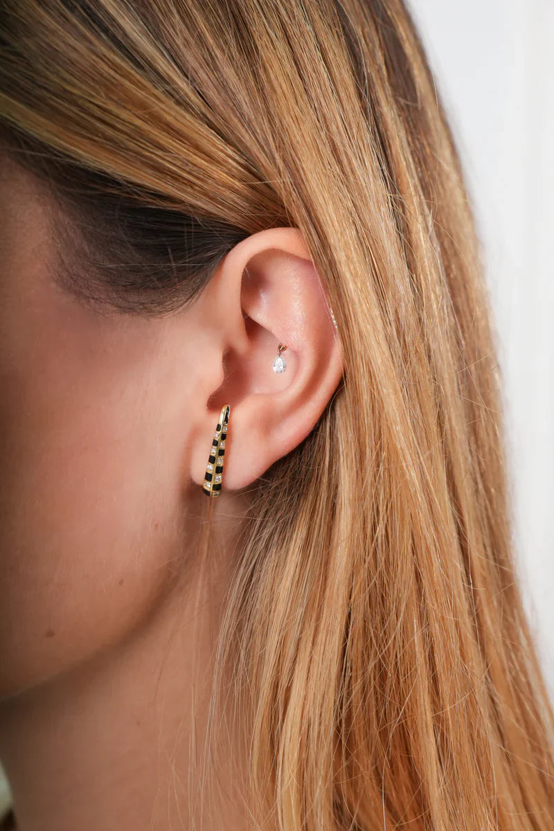 Diamond & 18k Gold Illusion Stud Earring