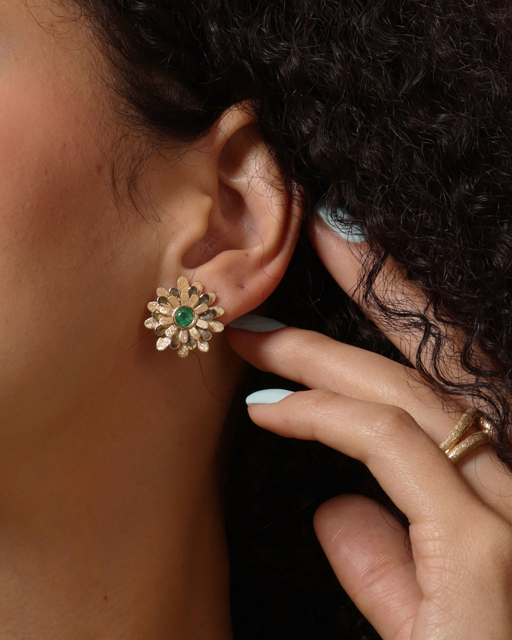 Emerald & 18k Gold Dalia Stud Earrings
