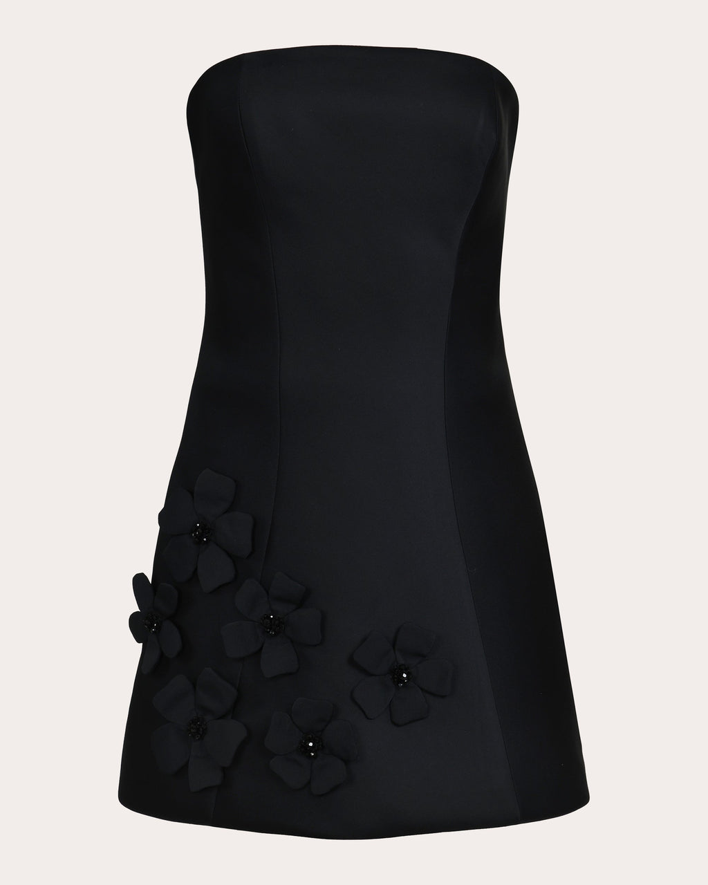 Dark Bouquet Silk Floral Appliqué Mini Dress